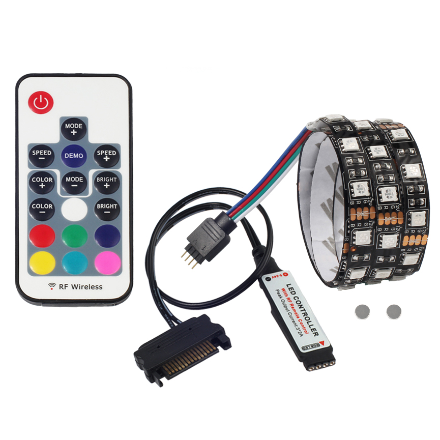 Lampu Led Strip Rgb Sata For Pc Computer With Remote Control 100cm Multi Color Jakartanotebook Com