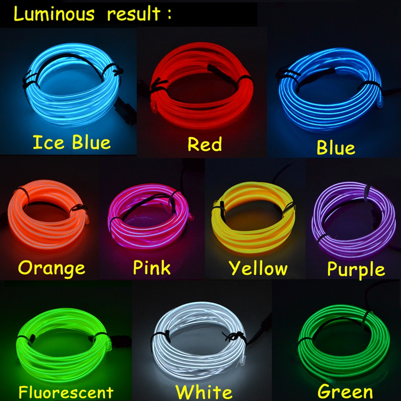  Lampu  Dekorasi Mobil Motor LED Neon  2 3mm 3 Meter 
