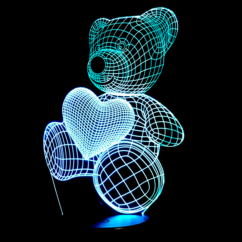 Lampu 3D LED Transparan 7 Color Design Teddy Bear - Multi-Color -  JakartaNotebook.com