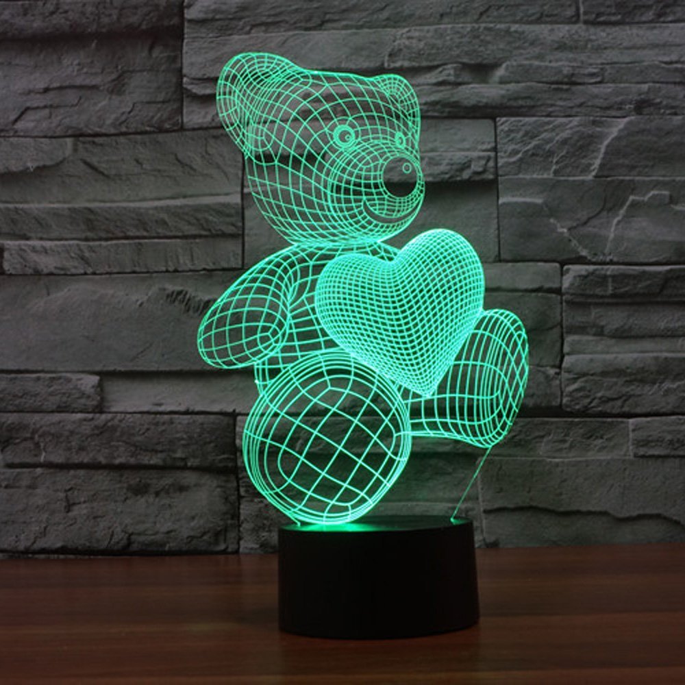 Lampu 3D LED Transparan 7 Color Design Teddy Bear Multi Lampu 3D LED Transparan 7 Color Design Teddy Bear Multi