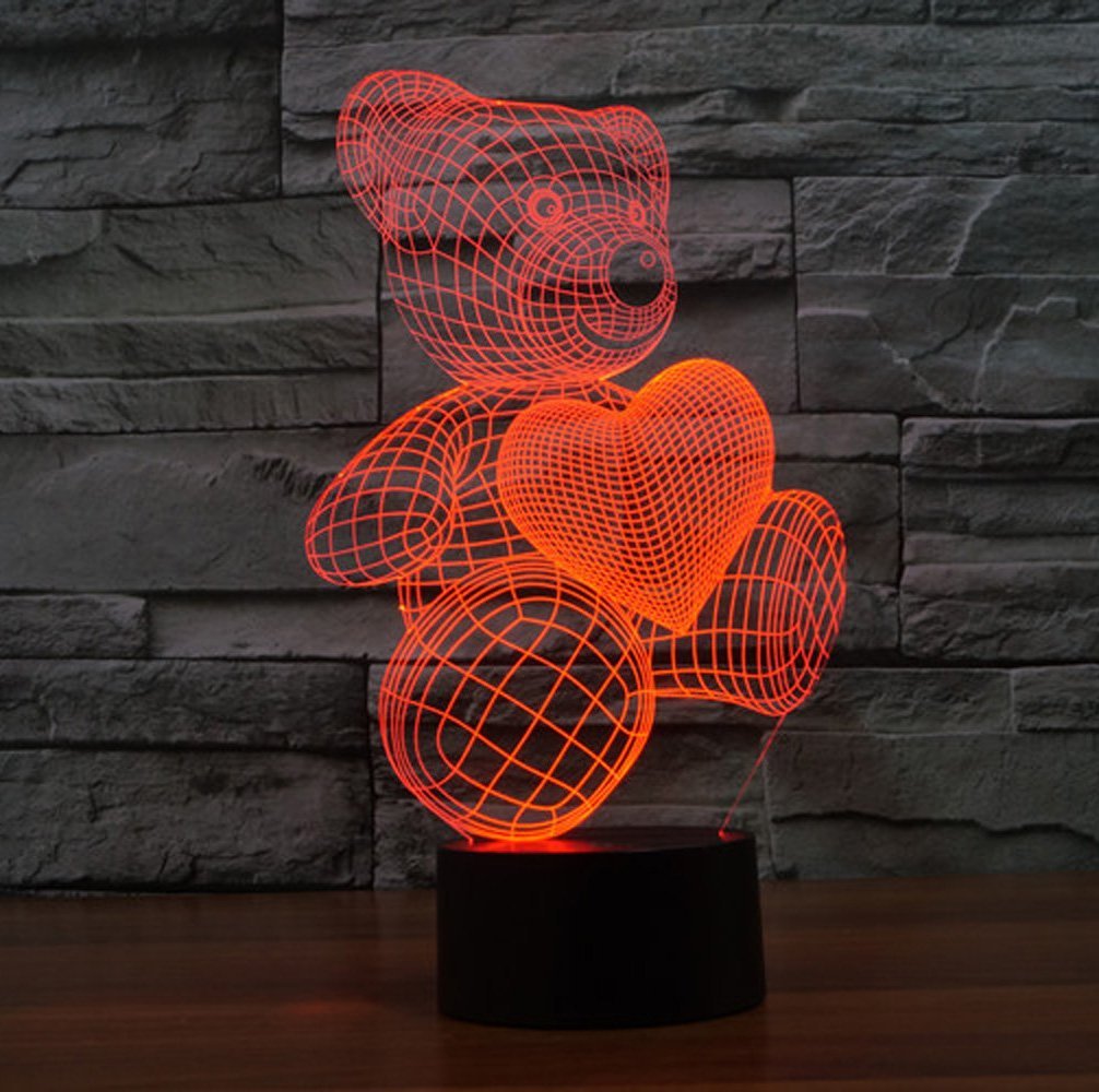 Lampu 3D LED Transparan 7 Color Design Teddy Bear Multi Lampu 3D LED Transparan 7 Color Design Teddy Bear Multi