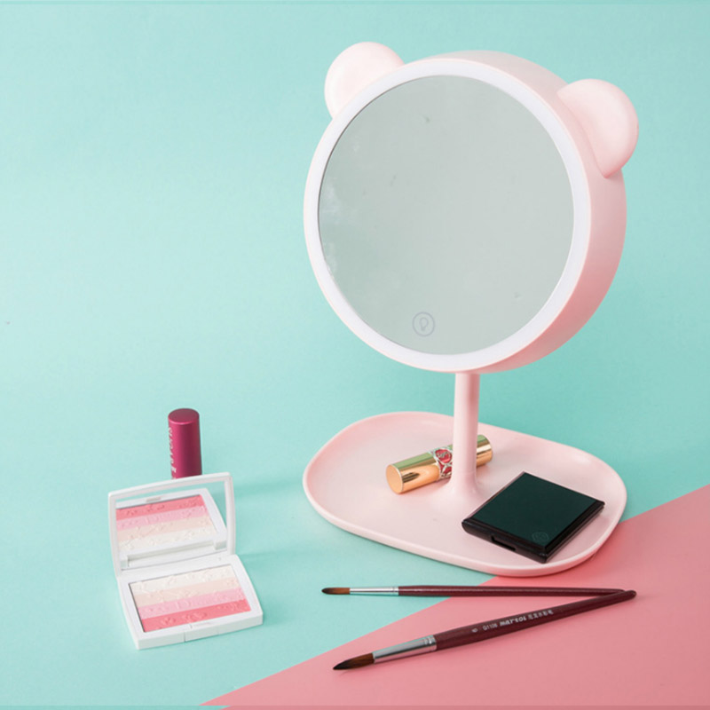 Cermin Makeup Dengan Lampu Led Ring Light Model Bear Pink Jakartanotebook Com