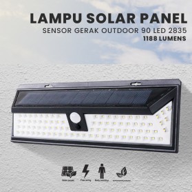 Lampu Solar Panel Sensor Gerak Outdoor 90 LED 2835 Waterproof - LF-1630 - Black