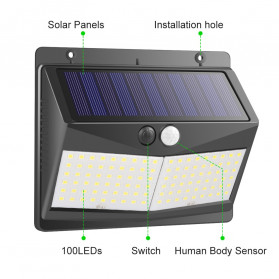 SINJIAlight Lampu Solar Panel Sensor Gerak Outdoor Waterproof 108 LED Cool White 1 PCS - SJ025 - Black - 4