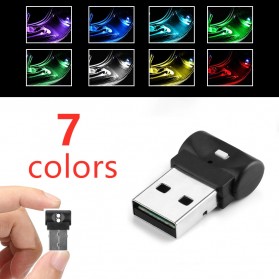 Lampu Belajar / Lampu USB - Isincer Lampu LED RGB Mini USB Car Light Interior Mood Light - IS504 - Black