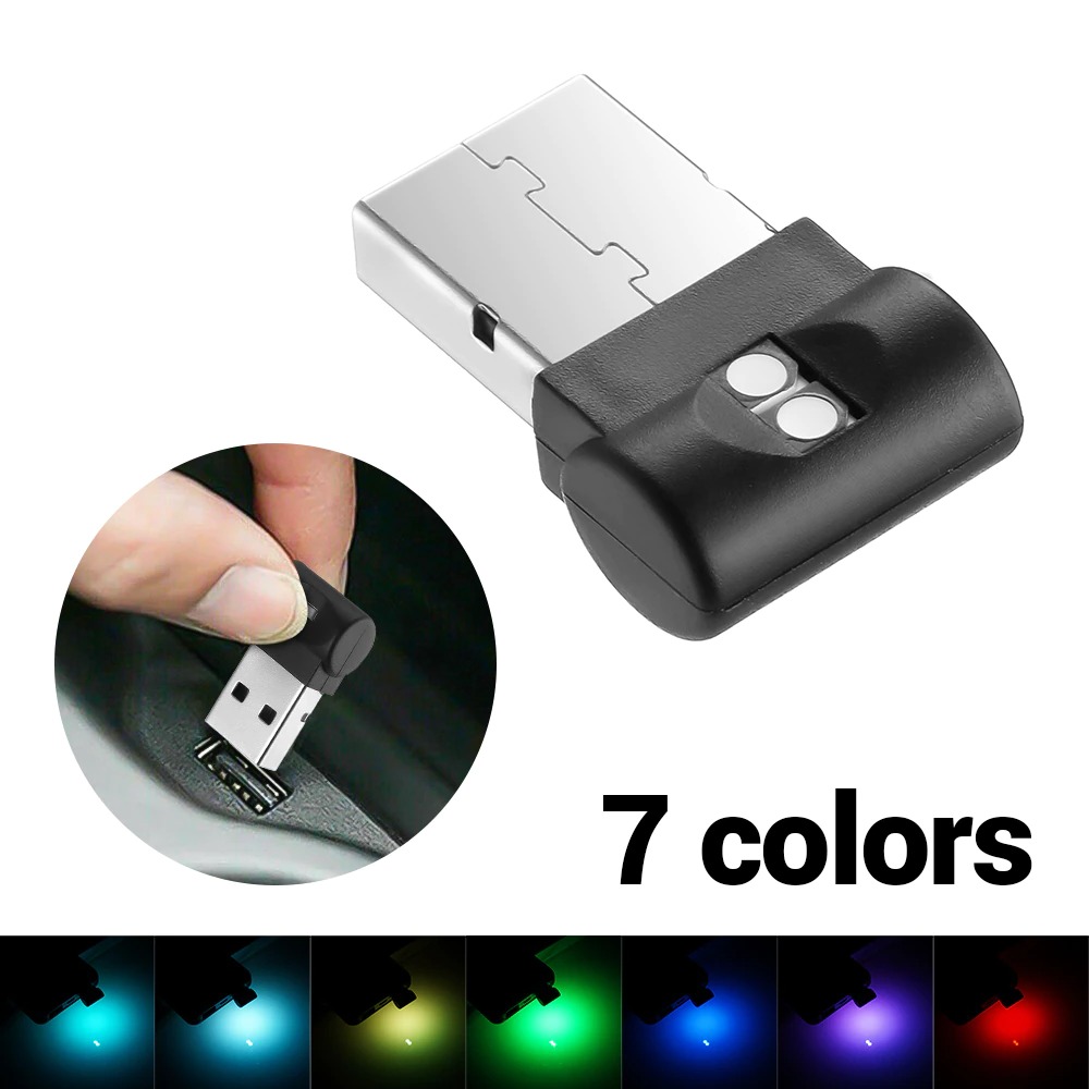 Isincer Lampu LED RGB Mini USB Car Light Interior Mood Light IS504 Black