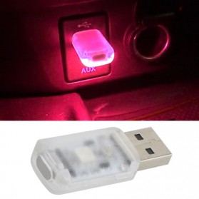 Lampu Belajar / Lampu USB - Isincer Lampu LED RGB Mini USB Car Light Interior Mood Light - IS505 - White
