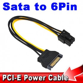 Kabel Power PSU SATA ke 6PIN ATX 18 AWG for Bitcoin Miner - 1