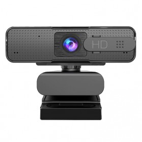 TISHRIC HD Webcam Autofocus Desktop Video Conference 1080P with Microphone - H701 - Black