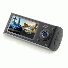 Baco Vehicle Black Box Car DVR Dual Camera 2.7 Inch LCD + GPS Logger with Wide Angle 140 Degree - R300 - Gray Silver - 1