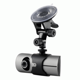 Baco Vehicle Black Box Car DVR Dual Camera 2.7 Inch LCD + GPS Logger with Wide Angle 140 Degree - R300 - Gray Silver - 2