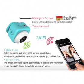 Spy Mini Camera DVR Recorder 1080P with Remote Control - Blue - 5