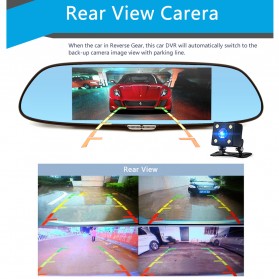 Kaca Spion DVR Dual Kamera 1080P 7 Inch Display dengan 3G Network - Black - 6