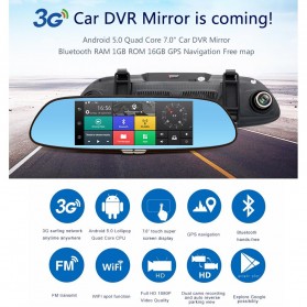 Kaca Spion DVR Dual Kamera 1080P 7 Inch Display dengan 3G Network - Black - 8