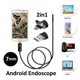 Kamera Endoscope OTG Waterproof HD Lensa 7mm 480P Panjang 2m - AN98A - Black