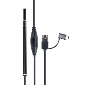 TaffOmicron 3 in 1 Kamera Endoscope HD Visual USB Earpick with 6 LED - JC-7MM - Black