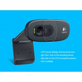 Logitech Mini Webcam HD 720P with Microphone - C270 - Black - 6