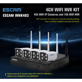 ESCAM Wireless NVR Kit HD 4Ch with 4 CCTV 720P - WNK403 - Black - 5