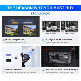 ESCAM QH002 IR Bullet IP Camera Night Vision 2MP 1080P - White - 8