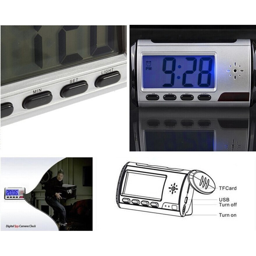 YYS Kamera Pengintai Jam Digital 720P Motion Sensor dengan