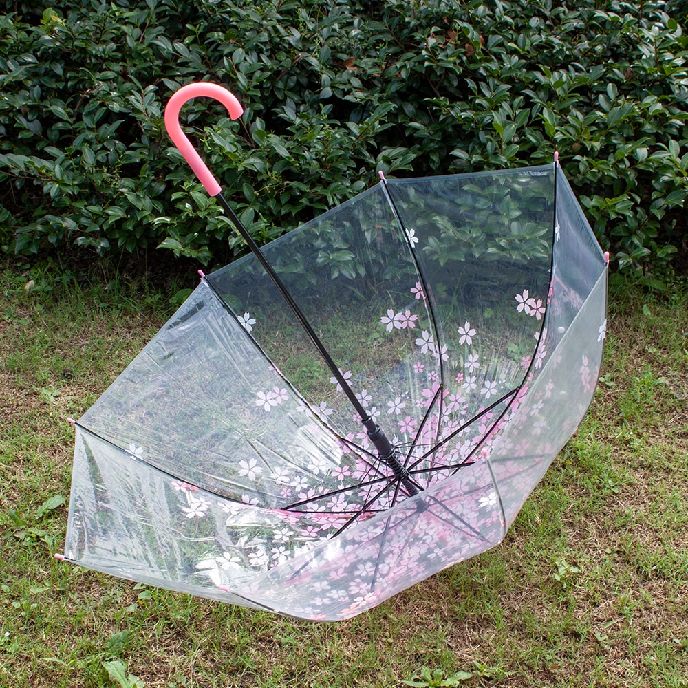 Payung Transparant Sakura Flower Umbrella 80 cm - F000095 - Pink - 5 .