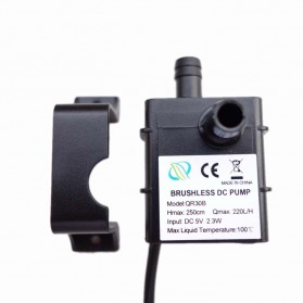 Pompa Air Mini USB Brushless Water Oil Pump Submersible 5V - QR30B - Black