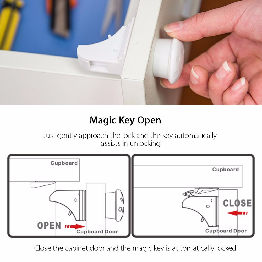 Gambar produk KOOLBOY Kunci Laci Lemari Magnetic Safety Kids Drawer 10 Lock 2 Key - LK-002-KB