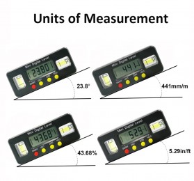 GEMRED Alat Ukur Sudut Kemiringan Digital Inclinometer Level with Magnetics Angle Measuring - DL168 - Black - 5