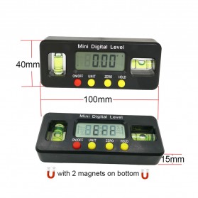 GEMRED Alat Ukur Sudut Kemiringan Digital Inclinometer Level with Magnetics Angle Measuring - DL168 - Black - 8