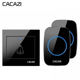   Alarm, Sensor & Bel Rumah - CACAZI Bel Pintu Wireless Doorbell Waterproof 1 Transmitter 2 Receiver - H10 - Black