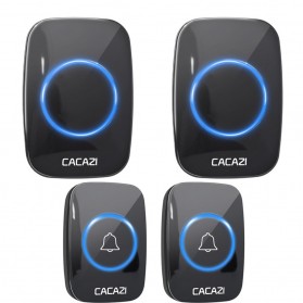   Alarm, Sensor & Bel Rumah - CACAZI Bel Pintu Wireless Doorbell Waterproof 2 Transmitter 2 Receiver - A10BB - Black
