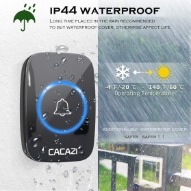 CACAZI Bel Pintu Wireless Doorbell Waterproof 2 Transmitter 2 Receiver - A10BB - Black - 6