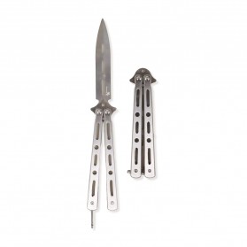 KNIFEZER Pisau Training Stainless Steel Titanium Knife Butterfly - A3 - White