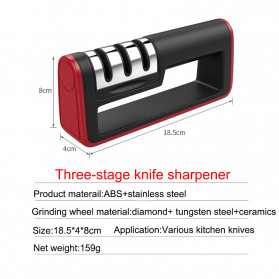 BEEMSK Pengasah Pisau Diamond Sharpening Wetstone Knife Tools 3 Stages - BM301 - Red - 7