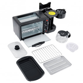 CUKYI Breakfast Machine 3 in 1 Toaster Oven Mesin Kopi Grill Pan 640+450W - FFF1601 - Black - 9