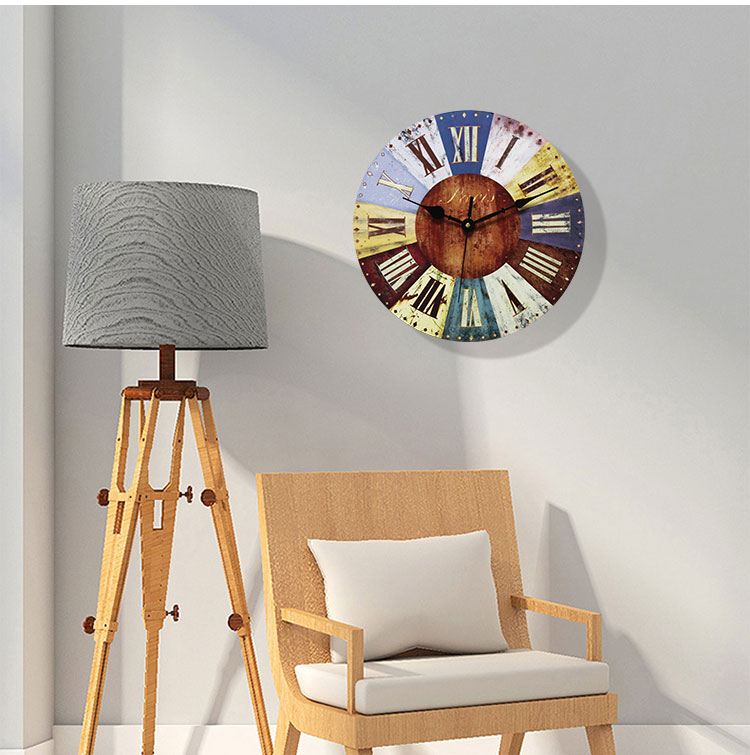 GOHAND Jam Dinding Bulat Quartz Creative Design Model Eropa Shabby Chic