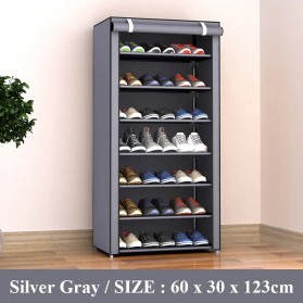 BKZ Rak Sepatu Sandal Multilayer Shoe Rack Cloth Cabinet Storage 7 Layer - F8 - Gray Silver - 1