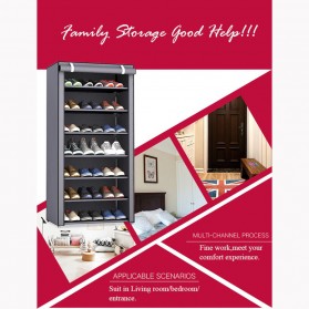 BKZ Rak Sepatu Sandal Multilayer Shoe Rack Cloth Cabinet Storage 7 Layer - F8 - Gray Silver - 3