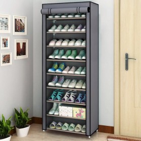 BKZ Rak Sepatu Sandal Multilayer Shoe Rack Cloth Cabinet Storage 9 Layer - F10 - Gray Silver