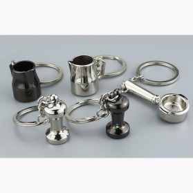Gantungan Kunci Coffee Tamper Key Barista Accessories Chain - GB300 - Silver - 2