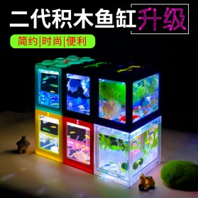 TOPINCN Aquarium Mini Lego Block 4 Side Windows 12x8x10cm - TOP4 - Blue - 2