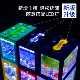 TOPINCN Aquarium Mini Lego Block 4 Side Windows 12x8x10cm - TOP4 - Blue - 5
