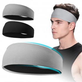 HappySport Bandana Headband Olahraga Elastic Sport Hairbands Yoga - A83 - Black