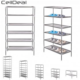 CellDeal Rak Sepatu Sandal Multilayer Shoe Rack Cloth Cabinet Storage 4 Layer - HGFCXJ - Silver - 2