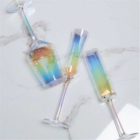 LOULONG Gelas Cangkir Glass Crystal Champagne Wine Rainbow Goblet 150ml - JJ1006 - Multi-Color - 2