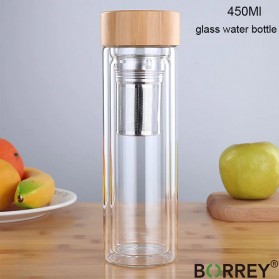 BORREY Botol Minum Kaca Tea Infuser Glass Bottle 330 ml - BR-029 - Transparent