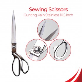 XIZHI YUAN Gunting Kain Sewing Scissors Stainless Steel Shears 10.5 Inch - K38 - Silver