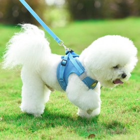 BIBSS Rompi Mesh Anjing Chest Harness Vest Size XL with Dog Leash - BIB97 - Blue - 3