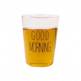 One Two Cups Cangkir Kopi Gelas Coffee Mug Good Morning 400ml Black Version - 9008G - Transparent
