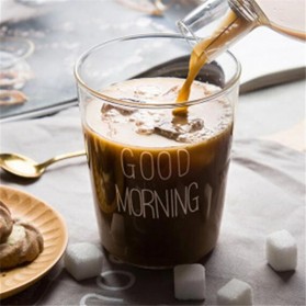 One Two Cups Cangkir Kopi Gelas Coffee Mug Good Morning 400ml White Version - 9008G - Transparent